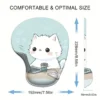 White Cat Mouse Pad with Wrist Support