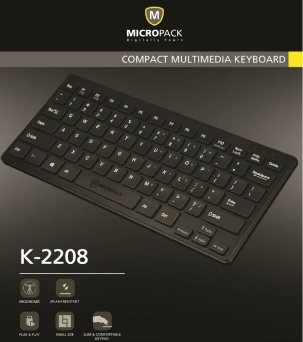 Micropack K2208 Wired USB Mini Keyboard  Black