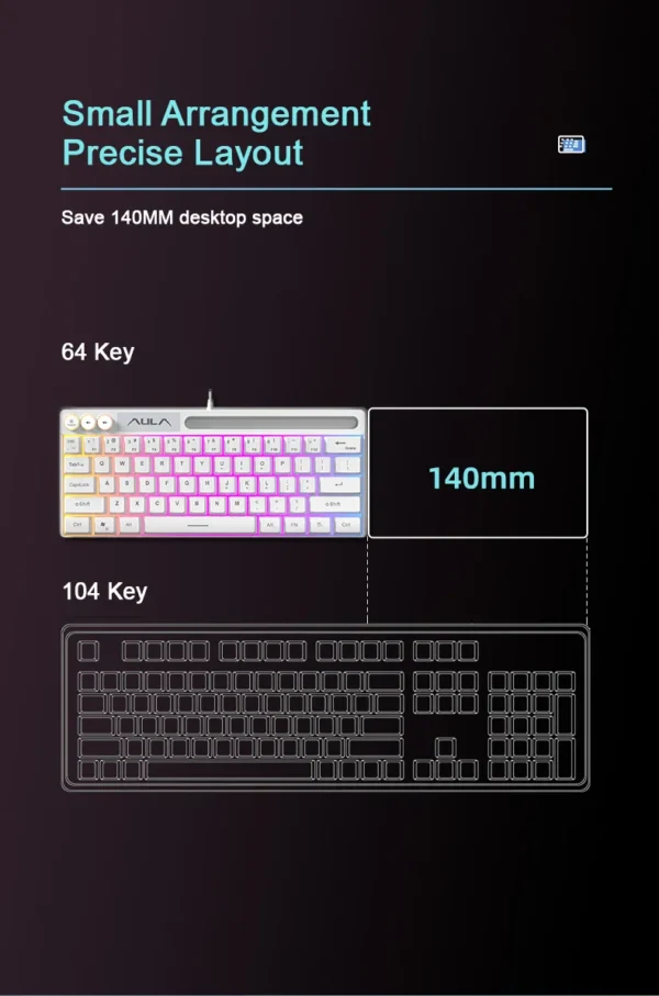 AULA F3061 61Keys Wired RGB Gaming Membrane Keyboard