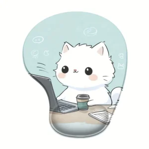 aec1d38a-d2fb-467d-9eff-8c27938c3b6c.webp White Cat Mouse Pad with Wrist Support