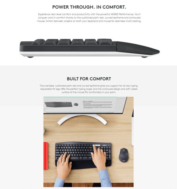 Logitech MK850 Multi-Device Performance 2.4GHz Wireless Keyboard and Mouse Combo